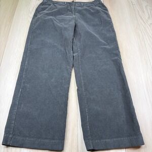 Poetry Womens Gray Flat Front Classic Pockets Wide Leg Corduroy Pants Size 14